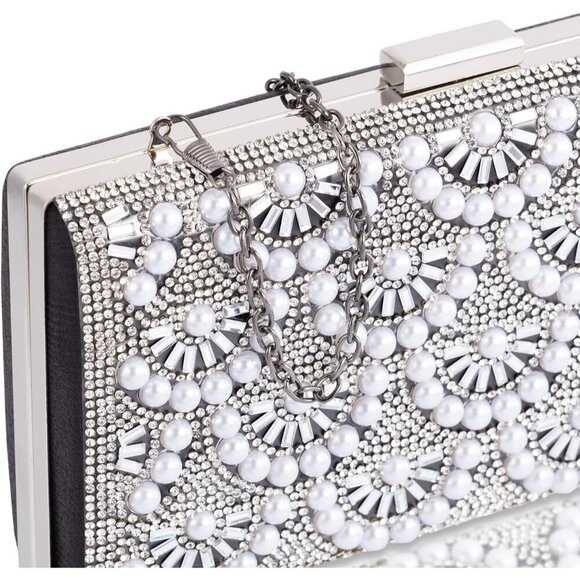 🆕Women Black Satin Fashion Party Evening Handbag Elegant Clutch Bag Accessories - Picture 5 of 8